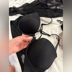 Black bra front closure unique back straps